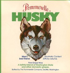 Pommerelle Husky Pure Grape Wine Seattle WA 1970s 1980s Vtg Wine Label