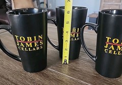 Set of 3 Tobin James Cellars Winery Paso Robles Ceramic Coffee Mug Cups Black