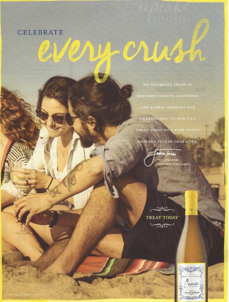 2016 Cupcake Vineyards Chardonnay Jessica Tomei Winery PRINT AD Advertisement a3