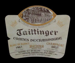 Original Vintage Wine Label Taittinger Comtes de Champagne 1961 NY