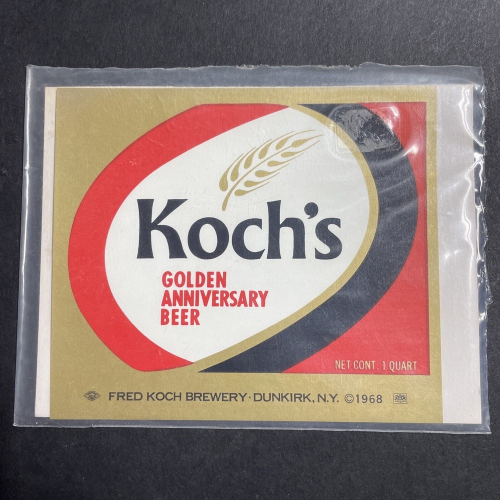 Vintage 1968 Koch&rsquo;s Golden Anniversary Beer UNUSED Paper Label Dunkirk NY Q1987