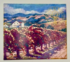Clos Du Bois Vineyard Art Print – S. Waldron Watercolor, Mounted 18&Prime; x 16&Prime;