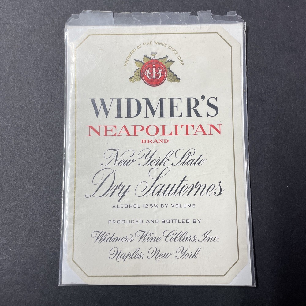 Vintage 1950s Widmer&rsquo;s Neapolitan Sauternes UNUSED Paper Label New York Q2067