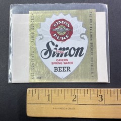 Vintage 1960 Simon Pure Spring Water Beer UNUSED Paper Label Buffalo NY Q2191