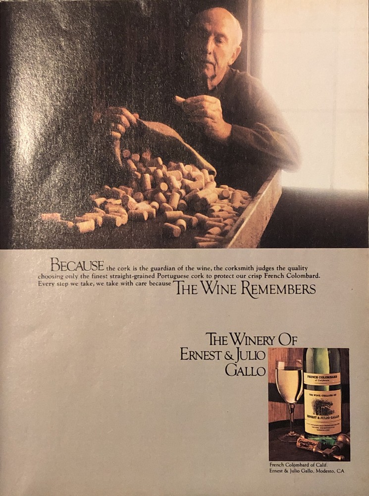 PRINT AD 1980 Ernest Julio Gallo Winery French Colombard Cork The Wine Remembers