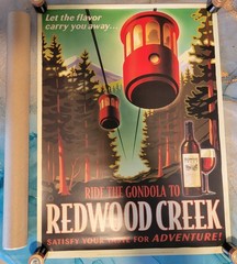 Rare Redwood Creek 18&Prime; x 24&Prime; Wine Art Advertising Poster Ride the Gondola