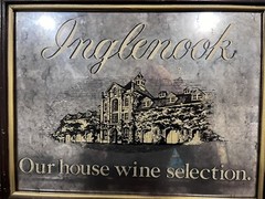 Vintage 1986 Inglenook Winery Wooden Framed Smoked Mirror Bar Sign 19”X15”