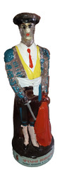 1955 GLASS MATADOR BOTTLE BULLFIGHTER DECANTER DALMAU HERMANOS TARRAGONA SPAIN