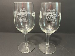 Set Of 2 Nebraska Balloon & Wine Festival Wine Glasses Cox Woodhouse Rotella