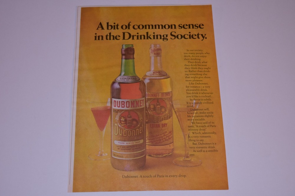 Vintage 1969 Dubonnet Aperitif Wine Print Ad.