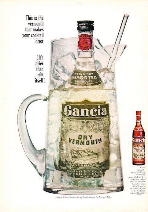 1967 Gancia Dry Vermouth Vintage Bottle PRINT AD
