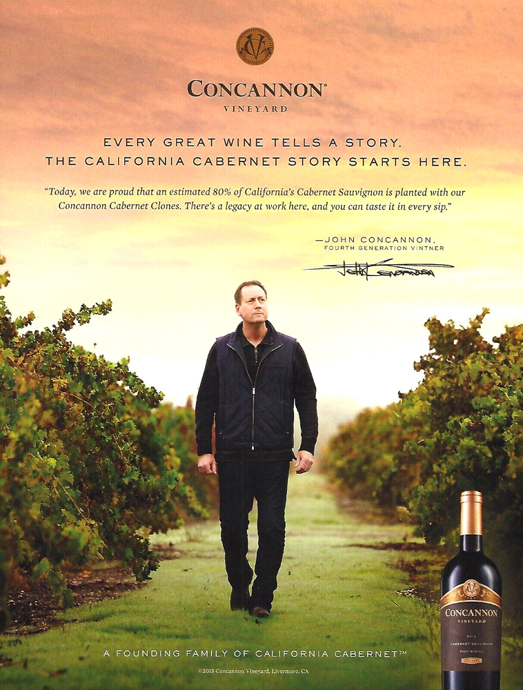 2015 John Concannon Vineyard California Cabernet Wine Print AD Advertisement