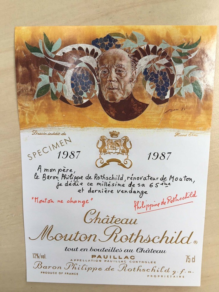 The 1987 Chateau Mouton Rothschild (Specimen) – Label By: Hans Erni