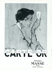 1944 Masse Champagne Vintage Liquor Print Ad – Guy Demachy Illustration