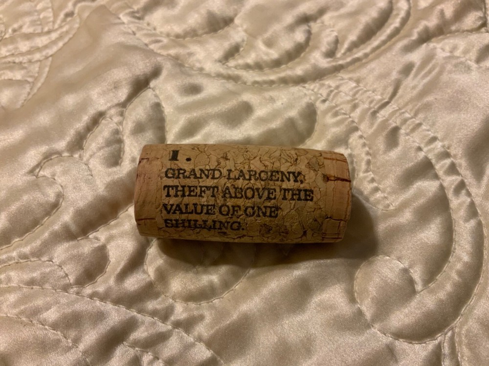 19 Crimes Collectible Wine Cork #1 Grand Larceny Theft…Cork 1