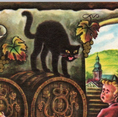 1970 Zeller Schwarze Katz German Wine Bottle Label Children Black Cat