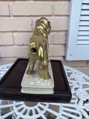 Vintage BARSOTTINI VINO ROSSO Gold Lion Statue 1970 Decanter heavy