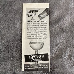 1944 Taylor Wines Hammondsport New York Wine Glass Cellar WWII Era Print Ad