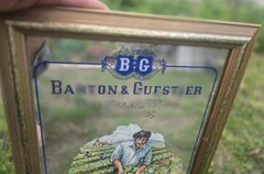 B & G BARTON & GUESTIER WOOD FRAMED BAR MIRROR FRENCH WINES « SPRING FLOWERING »