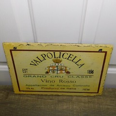 Valpolicella Vino Rosso Red Wine 1896 Italy 12&Prime; x 8&Prime; Slate Sign Bar Advertising
