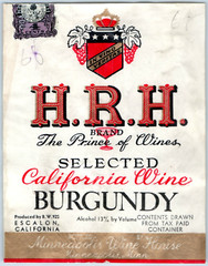 1920s-30s H.R.H. California Wine Burgundy Escalon Label WL2