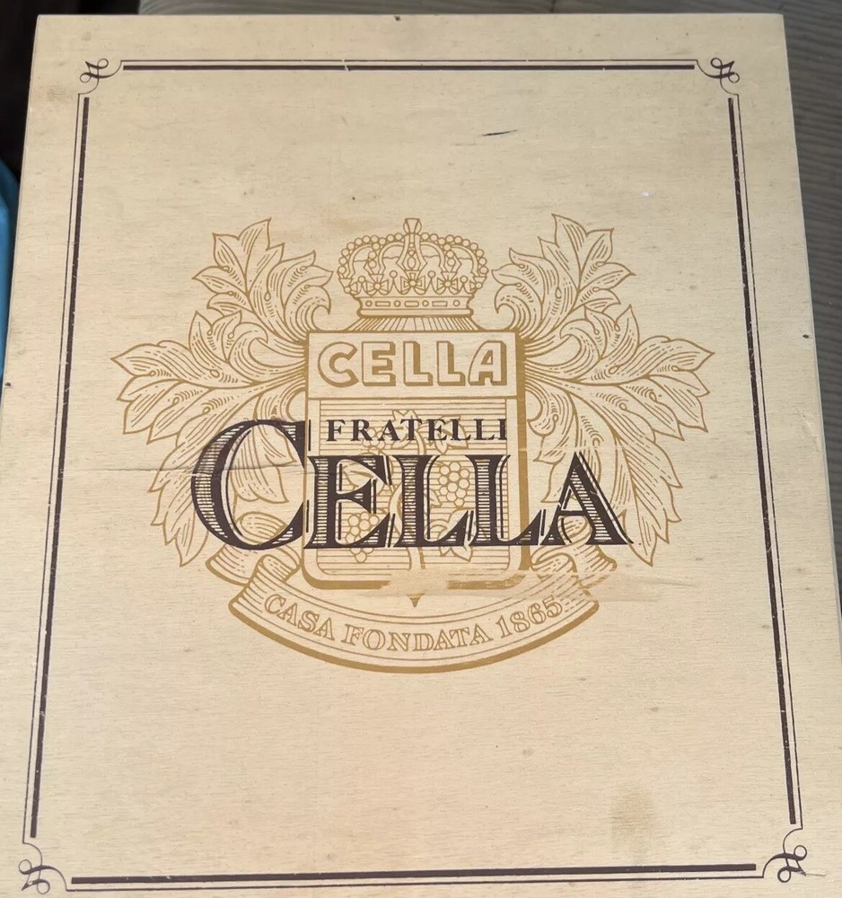 Vintage Fratelli Cella Italian Wine Wooden Box 1980&rsquo;s 3 BOTTLE CRATE STORAGE CRA