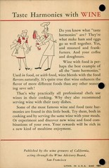 c1950 Wine Advisory Board How To Cook W/ Wine Famous Pairing Meal Red White Cali