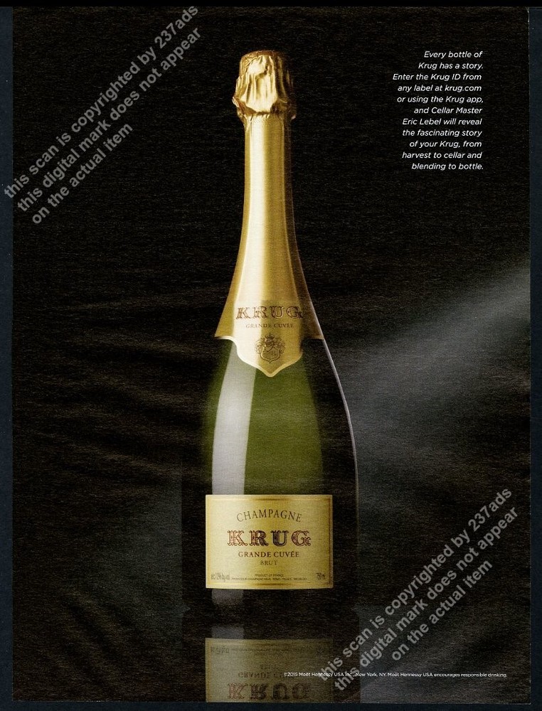 2015 Krug Champagne bottle photo vintage print ad