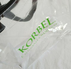 Korbel Clear Transparent Plastic Tote Bag California Champagne Zippered 12x12x6&Prime;