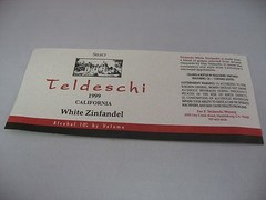 Vintage 1999 Teldeschi White Zinfandel Wine Label California Healdsburg Unused