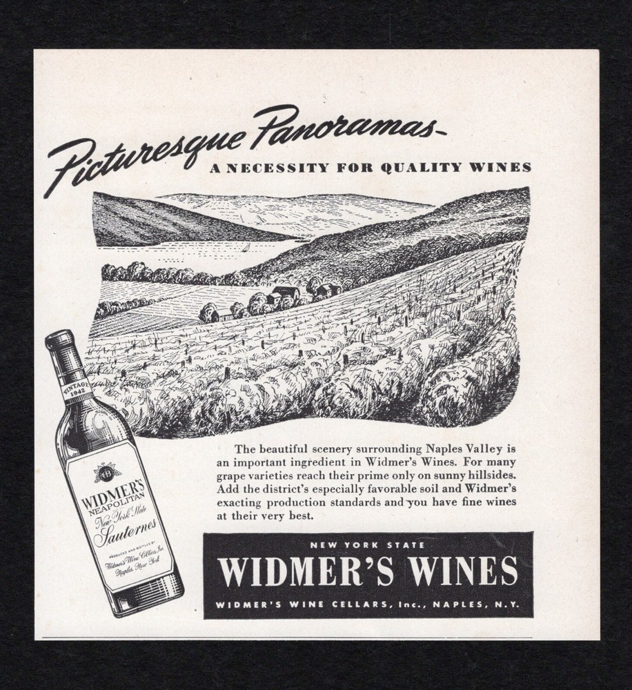 1948 Widmers Neapolitan New York State Sauternes Wine Cellar Naples Print Ad Vtg