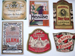 Set of (28) 1920&rsquo;s-30&rsquo;s Wine & Beer Labels – Some are Metallic and Shiny. *