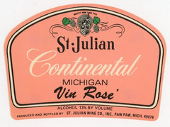 1960s-70s Paw Paw, MI Wine Label Continental Vin Rose St Julian Wine Co #2G