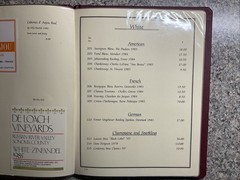 Vintage 1986 Restaurant Wine List-Menu-26 Labels With Descriptions – WHITE & RED