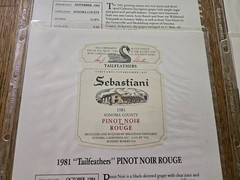 Lot of 7 SEBASTIANI Wine Labels w/Fact Sheets in Plastic Sleeves ~ 1980&rsquo;s
