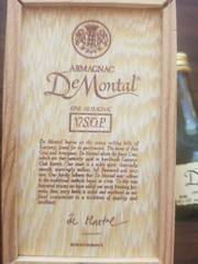 De Montal Armagnac Small Wooden Box & Bottle – Box is 4-14&Prime; x 2-1/2&Prime; x 2-1/2&Prime;