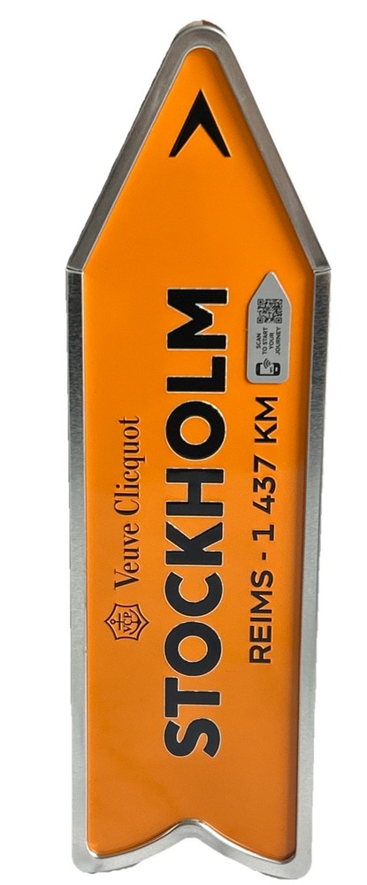 Champagne Veuve Clicquot Empty Orange Tin Box Arrow STOCKHOLM