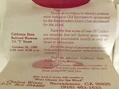 1985 Old Sacramento Wine Classic Set: Wine Glass, Tote, Program Pamphlets & Pen