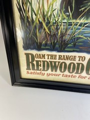 2 Redwood Creek Pinot Noir Wine Advertising Poster Art Framed Canoe Moose 21×27