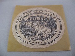 Preston of Dry Creek Barbera Wine Label Vintage Etching Style Vineyard Art