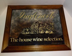 Vtg INGLENOOK Winery 1986 Wooden Framed Smoky Glass Mirror Bar Wall Sign 19X15”