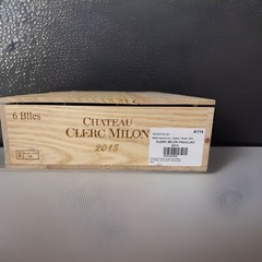 Wooden Wine Case 2015 Chateau Clerc Milon 6 Bottle Crate Empty Box Vintage Rare