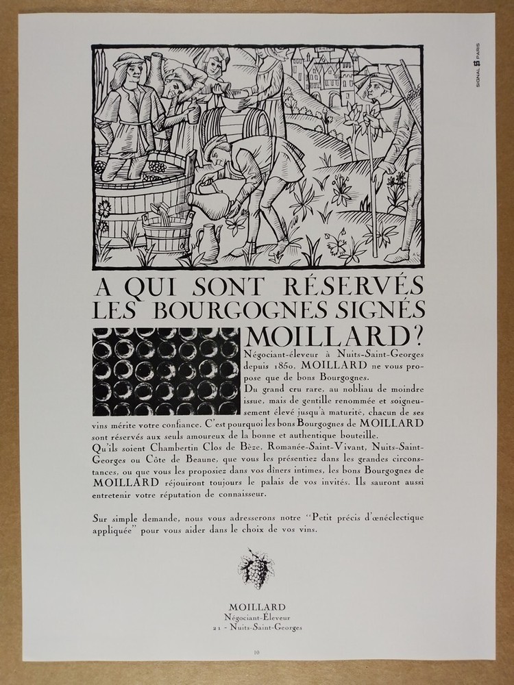 1967 Moillard Wine French vintage print Ad