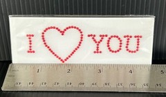 Red Crystal “I HEART YOU” Bottle Wine Label Bedazzle Sticker – New & Cool