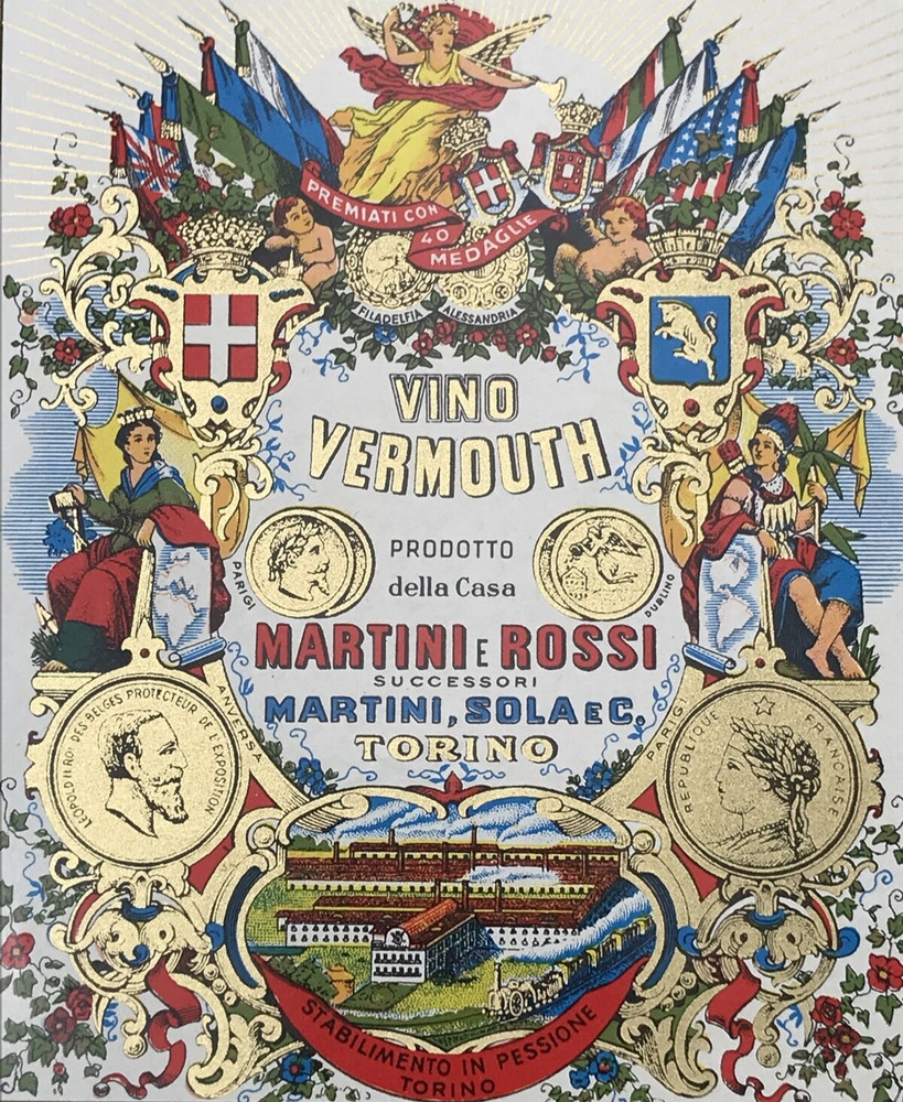 VTG Martini & Rossi Vino Vermouth Italian Torino Wine Bottle Label 4.25×6.25