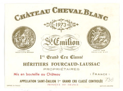 Chateau Cheval Blanc Wine Label 1973 France French Grand Cru Classe