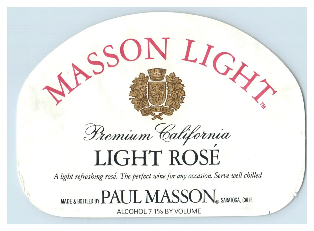 1970&rsquo;s-80&rsquo;s Paul Masson Light Rose Saratoga California Wine Label Original S8