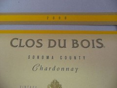2000 Clos Du Bois Chardonnay Wine Label Sonoma County California Collectible Tag
