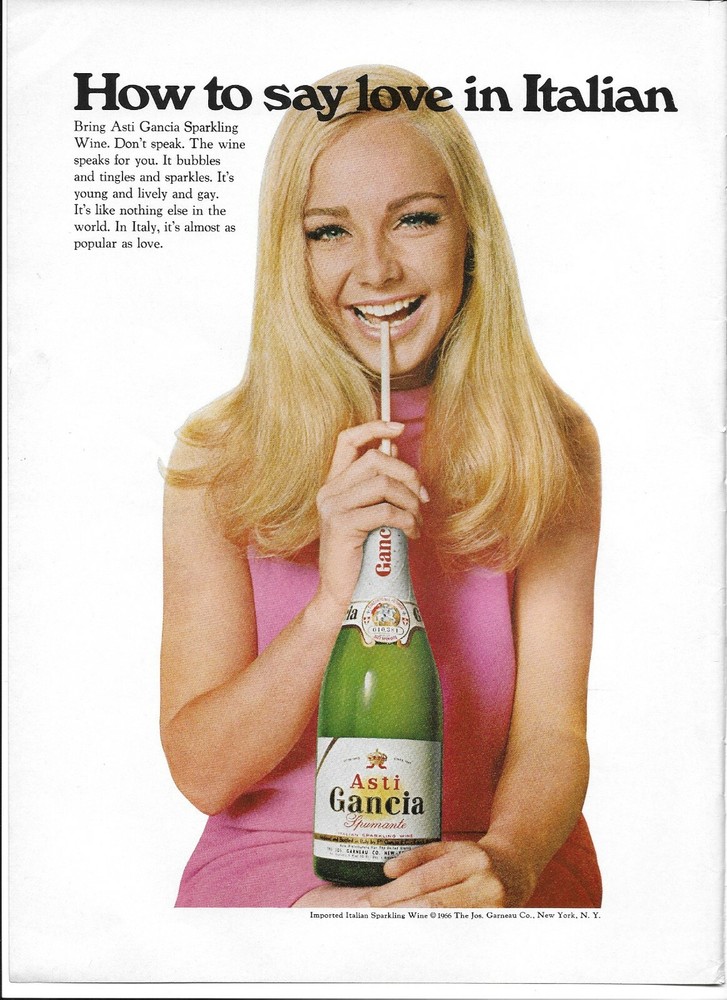 1967 Asti Gancia Sparkling Italian Wine Blonde Girl Pink Original Color Print Ad