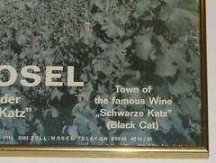 VINTAGE 1984 GERMAN WEINFEST/WINE FESTIVAL FRAMED POSTER~SCHWARZE KATZ/BLACK CAT